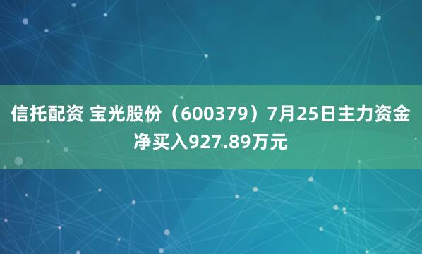 信托配资 宝光股份（600379）7月25日主力资金净买入927.89万元