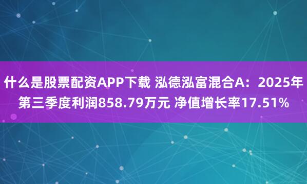 什么是股票配资APP下载 泓德泓富混合A：2025年第三季度利润858.79万元 净值增长率17.51%