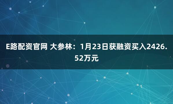 E路配资官网 大参林：1月23日获融资买入2426.52万元
