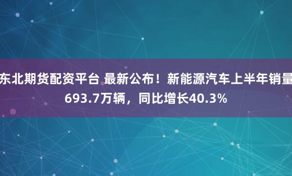 东北期货配资平台 最新公布！新能源汽车上半年销量693.7万辆，同比增长40.3%